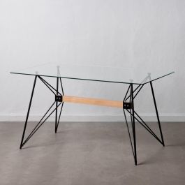 Mesa Comedor Negro Metal-Cristal Salón 140 X 80 X 75 cm Precio: 270.0115. SKU: B16FS3PF44