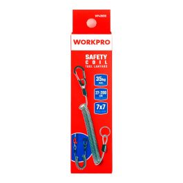 Workpro Cordón de Seguridad para Herramientas, 35 kg Carga Máxima, 27-200 cm Longitud, Cable de Acero 7x7, Mosquetón/Anilla
