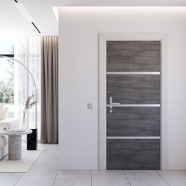 Kit de Renovación para Puerta Interior - NORDLINGER PRO - 4 Hojas 85 x 50 cm y 3 Perfiles 85 x 2 cm - Gris Ágata