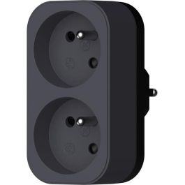 QUARX QUA4004282472360 Biplite Enchufe Doble 2P 16A Negro y Gris Antracita Conforme Norma NF