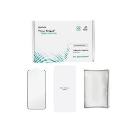 eSTUFF Protector de Pantalla Completo Titan Shield para iPhone 15 Pro, 50 Unidades, Vidrio Reciclado 9H, Antirotura