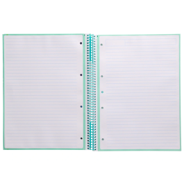 Antartik Cuaderno espiral micro A4, tapa forrada, 80 hojas, 90 gr, impresión horizontal, 4 taladros, banda, color menta