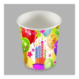 Best Products Bolsa con 25 vasos de cartón diseño globos y velas 200cc