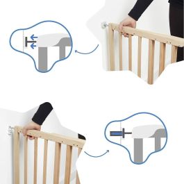 Badabulle Deco Pop Wood Barrera de Seguridad Extensible para Puertas (63.5-106cm) con Fijación a Presión y Tornillo, Abre en Ambas Direcciones