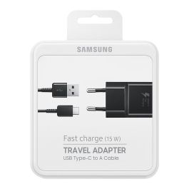 Samsung EP-TA20 Cargador Rápido 15W con Cable USB-C 1.5m Negro (Adaptador de Corriente)