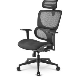 Sharkoon OfficePal C30 Silla de Oficina Ergonómica, Asiento Tela, Respaldo Malla, Negro, Reposabrazos 3D, 120kg