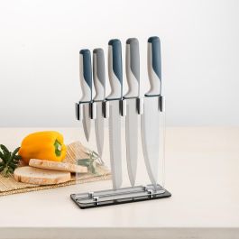 Quid Taco de Cuchillos y Tijera Oasis de Metal Gris - 5 Piezas, Libre de BPA