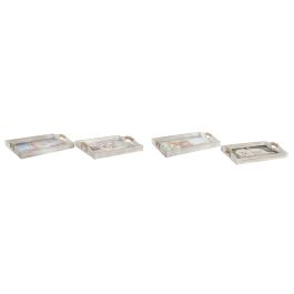 DKD Home Decor Bandeja Cottage Multicolor de MDF con Gatitos, Set de 2 Piezas, 30 x 6 x 40 cm