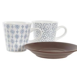 DKD Home Decor Taza Café Arabe Colección Blue Lianfeng Gres Azulejos Azul Marron Blanco Set 6 Piezas 15x30x14 cm