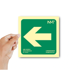 Archivo 2000 Pictograma Flecha Izquierda PVC Verde Luminiscente 224x224 mm Señal Informativa