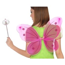 Alas de hada moradas con varita y purpurina 41x49 cm - Accesorio para fiestas de fantasía
