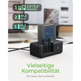 ICY BOX IB-2924MSCL-C31 USB-C 3.2 Gen 2 Docking Station y Clonación para 2.5"/3.5" SATA HDD y M.2 NVMe SSD