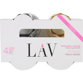 LAV Set 4 Vasos 305cc Aras Color 8.5 x 10 x 8.5 cm (6 Cajas)