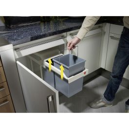 Cubo de basura Hailo Multi-Box duo L Blanco Gris Crema Acero Plástico 2 cajones 14 L Integrable (2 Unidades)