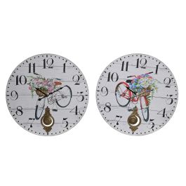 DKD Home Decor Reloj de Pared Shabby Multicolor 58 x 58 x 8 cm (2 Unidades)