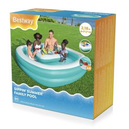 Bestway Piscina Hinchable Infantil 2 Camaras Family Mesa Flotante 218x218x48 cm +6 Años Jardin 54446