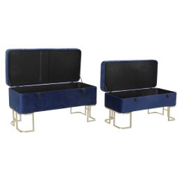 Descalzadora Glam DKD Home Decor Azul Dorado 40 x 47 x 90 cm Set de 2