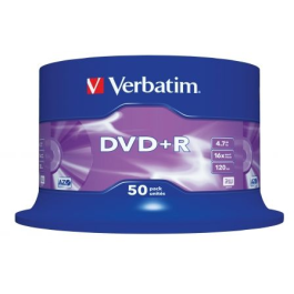 Verbatim DVD+R 4.7GB 16X 50 unidades Spindle Superficie Matt Silver Verbatim DVD+R 4.7GB 16X 50 unidades Spindle Superficie Matt Silver