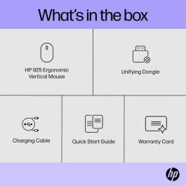 HP Ratón Ergonómico Vertical Inalámbrico Bluetooth/2.4GHz 6H1A5AA Negro