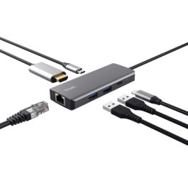 Trust DALYX Adaptador USB Tipo C 6 en 1 con HDMI 4K, Gigabit Ethernet, 2 USB 2.0 - 24968