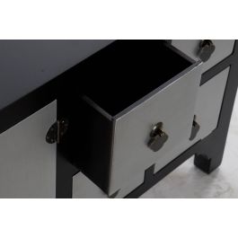 DKD Home Decor Mueble TV Airi Oriental Negro y Plateado 24 x 51 x 130 cm