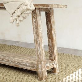 DKD Home Decor Indo 2c25 Consola Balines Teca Reciclada Blanco Natural 240 x 90 x 46 cm