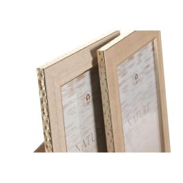 DKD Home Decor Marco de Fotos Scandi de PS y Cristal 15x20 cm Externo 20x25 cm Marrón Beige Pack de 4 Unidades Surtidas