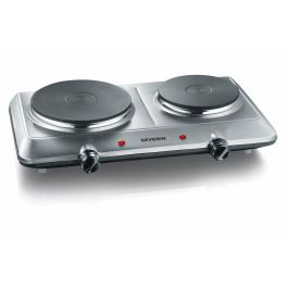Severin DK1014 Placa de cocción independiente de hierro fundido, 2500W, dos placas de 15 y 18 cm, acero inoxidable, termostato ajustable