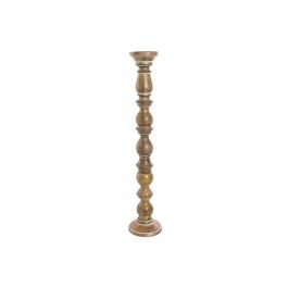 DKD Home Decor Candelabro Romántico de Madera de Mango Marrón. Base Cuadrada 15x15 cm, 76 cm de Altura. Desmontable para Fácil Almacenamiento.