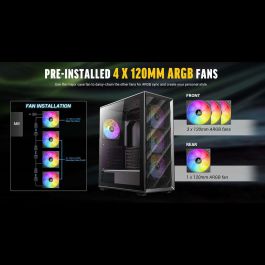 Antec AX85 ARGB Midi Tower Negro - Caja PC con 3 Ventiladores Frontales 120mm