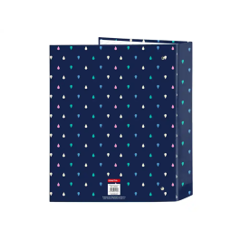 Safta Carpeta de Cartón Folio 4 Anillas 40 mm Lomo Ancho Benetton Drop