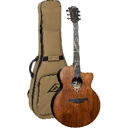 LAG Guitarra Acústica Jumbo Electroacústica Sauvage Lag Natural Satinado Tapa Sólida Brankowood Fondo Aros Eucalipto Cutaway Electrónica Stage LAG Funda Incluida