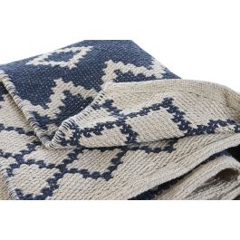 DKD Home Decor Alfombra Rectangular Árabe de Poliéster para Interiores, Diseño Azul y Blanco, 180x120 cm, 1300 gsm