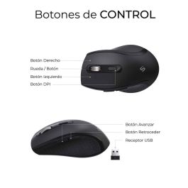 Subblim Combo Dual Office Prowave Teclado y Ratón Inalámbrico Ergonómico Recargable Bluetooth y USB Negro
