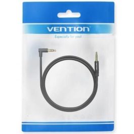 Vention BAKBG-T Cable Estéreo Jack 3.5 Macho a Jack 3.5 Macho Ángulo Recto Plano Conector Delgado Chapado Oro 1.5m Negro
