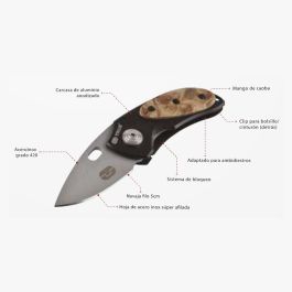 True Jacknife tu576k - Navaja pequeña robusta y resistente, mango de madera de caoba, cuchilla de acero inoxidable grado 420