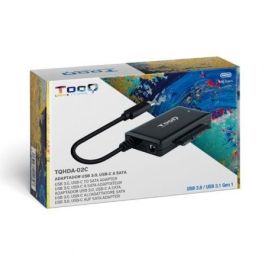 TooQ TQHDA-02C Adaptador USB-C a SATA para Discos Duros SSD/HDD 2.5" y 3.5" USB 3.1 Gen1 5Gbps Negro, compatible SATA I/II/III.