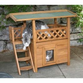 Kerbl KER4018653827901 Casa para gatos Lodge de Madera Marrón/Verde 77x50x73 cm