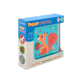 Imaginovo Puzle Infantil de Madera Cubos de Animales +24 Meses 15 Piezas 12 Patrones 22x22x6.4cm