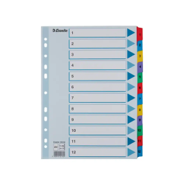Esselte Separador Numérico 1-12 Cartulina Mylar Borra DIN A4 Multitaladro Multicolor Juego de 12 Precio: 37.2559. SKU: B126RCQQVH