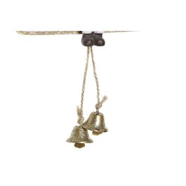 DKD Home Decor Decoracion Colgante Navidad Surtido Figuras Blanco Dorado Madera Set 6 Unidades (Arbol, Muñeco Nieve, Papa Noel, Reno)