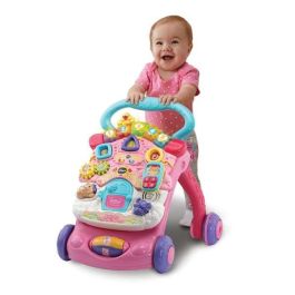 Vtech Andador Comienzandar 2 en 1 Rosa con Patas Plegables, Panel Extraíble, Luces y Sonidos, para Bebés 9-36 meses
