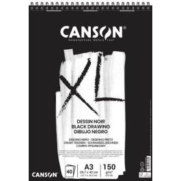 Bloc De Dibujo Canson Xl Black Drawing Con Espiral Doble Grano Fino Y Grueso A3 150G 40H (Set de 5) Precio: 70.89000048. SKU: B14HHQT2G5
