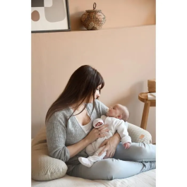 Red Castle Big Flopsy Almohada de Lactancia y Maternidad Flor de Algodón - Lino, Multiusos para Embarazo y Bebé, Funda Lavable