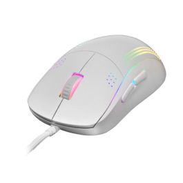 Mars Gaming MMPROW Ratón óptico ambidiestro ultraligero RGB blanco 32000 DPI con cable flexible