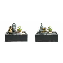 DKD Home Decor Fuente Oriental Buda Resina LED Negro Gris 2 Unidades 21 x 23 x 29 cm Precio: 48.50000045. SKU: S3039712