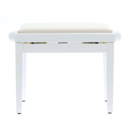 Quiklok Banqueta para Piano de Terciopelo Blanco Brillante