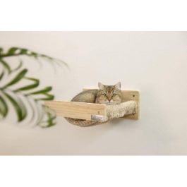 Hamaca de pared para gatos - KERBL - TIMBER - 38 x 33,5 x 16 cm - Madera maciza - Tejido de felpa