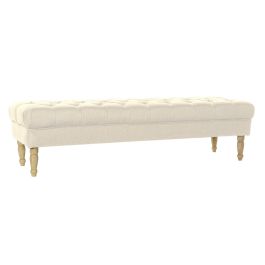 DKD Home Decor Descalzadora Banqueta Estilo Glam Crema Colección Layn Blue de Poliéster y Madera Rubberwood 158x48x42 cm Precio: 149.69000024. SKU: B17WBF2TD5