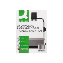 Q-connect Transparencias Din A4 KF26066 para Fotocopiadora Tratada Dos Caras, Caja 100 Hojas